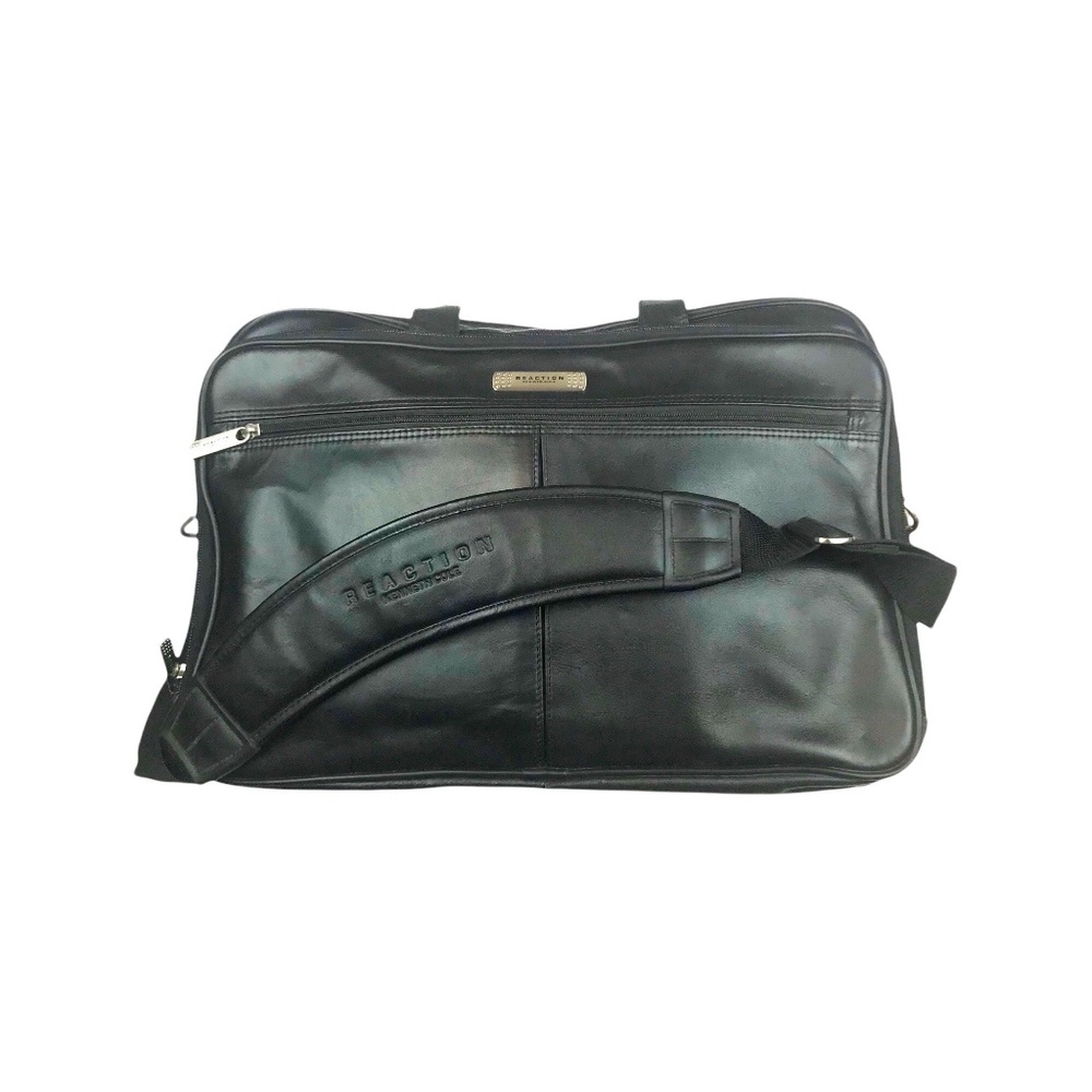 Kenneth Cole Unisex Black Leather Attache, Briefcase, Messenger or Computer Bag